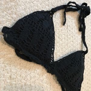 Black lace padded bathing suit top. Never worn